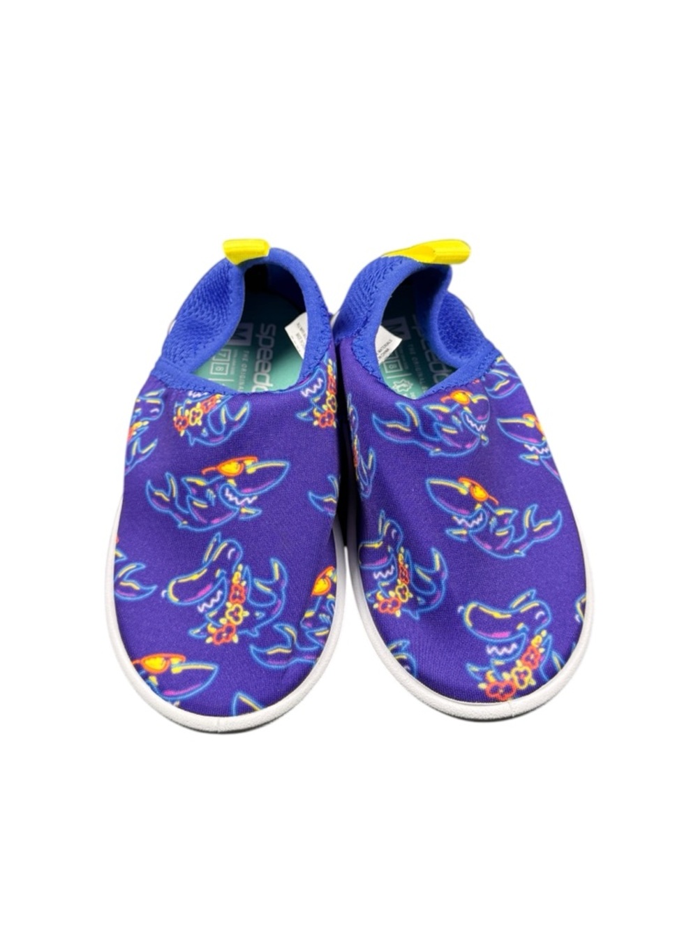 Kids Speedo Water Shoes Shark Print Slip On Beach Pool Size 7/8
